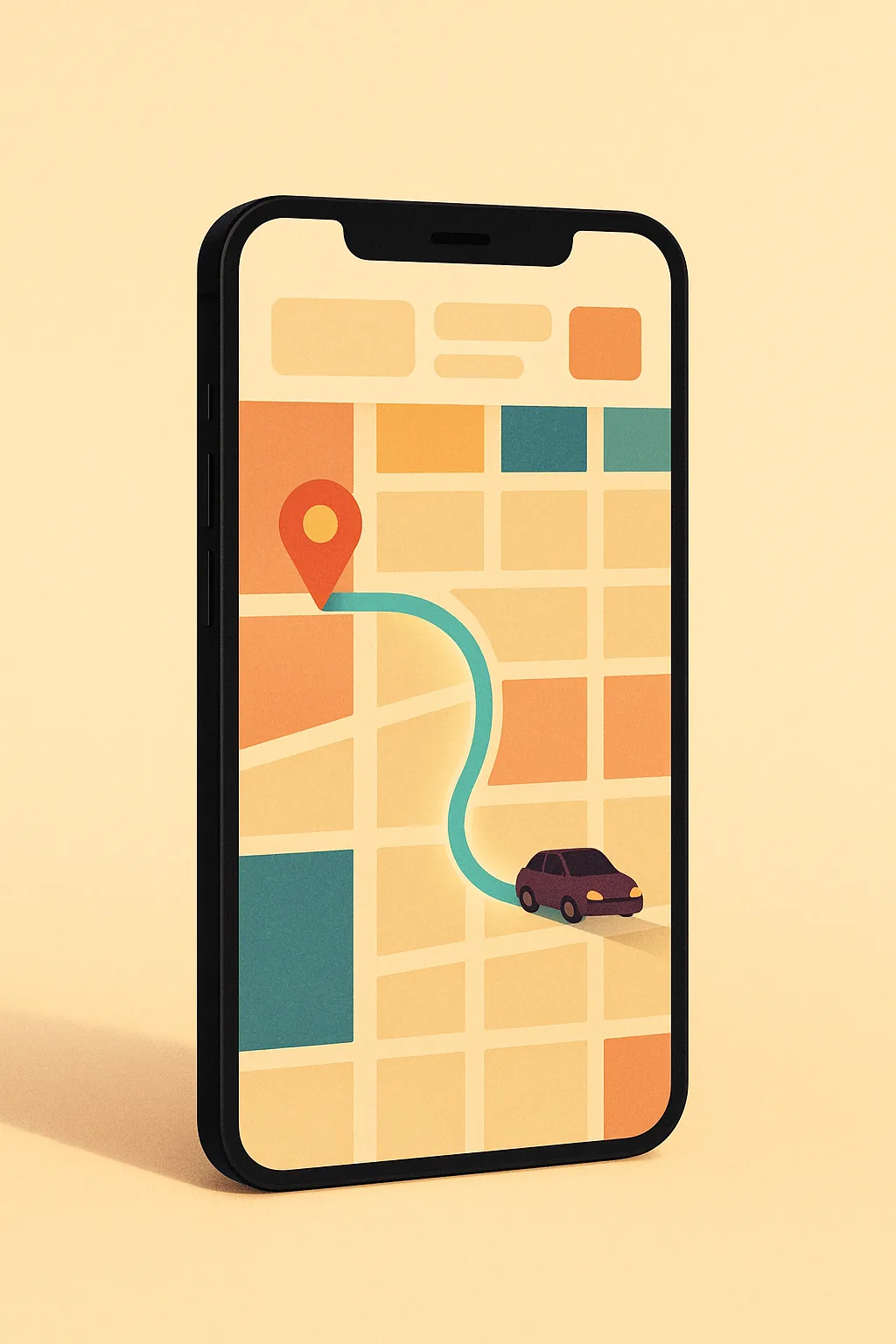 Smartphone exibindo o app da Bris com uma rota traçada no mapa